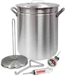 Bayou Classic 4225 42-qt Aluminum Grand Gobbler Turkey Features Vented Lid Heavy-Duty Riveted Handles Perforated Poultry Rack 12-in Stainless Fry Thermometer 2-oz Seasoning Injector