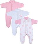 BabyPrem Premature Early Baby Sleepsuits Pack of 3 Babygrows Boy Girl Clothes 3.5lb - 5.5lb PINK BUTTERFLY 38-44cm