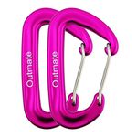 Outmate 12kN Heavy-Duty Carabiner Clips - Durable, Lightweight Aluminum Alloy Carabiners for Hiking, Camping, Keychains, Dog Leashes, Hammocks & More(Wire gate,2 Pink)