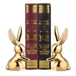 LeeQinersw Gold Bookends for Heavy Books - Cute Rabbit Decorative Book Ends for Shelves, Unique Bookend Holder Fun Animal Shelf for Office Desktop Study Room Home Decor