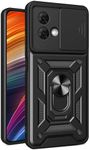 Ysnzaq Armor Case for Motorola Moto G84 6.5", [Shockproof Protective] [Lens Push Window] Phone Cover with Magnetic Kickstand for Motorola Moto G84 SJ Black