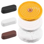 Glarks 6Pcs Buffing Polishing Wheels(6 Inch) and Buffing Compounds Set, Including Cotton White (60 Ply), Yellow (42 Ply) Flannel (30 Ply) and 3Pcs Compounds for Bench Grindes