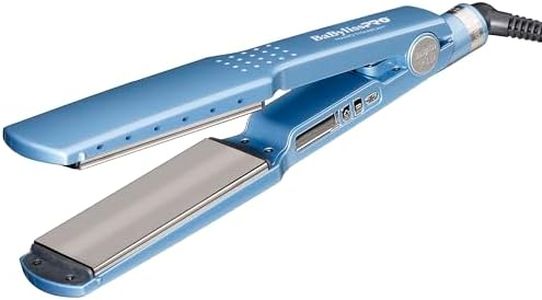 BaBylissPRO Nano Titanium Ionic Flat Iron Hair Straightener, 1 3/4" Hair Straightener Iron for Smooth, Shiny, Frizz- Free Hair and All Hair Types