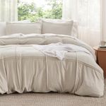 Bedsure Grid Boho Twin Duvet Cover - Shabby Chic Tufted Boho Bedding Set, 2 Pieces Shabby Chic Home Bedding for All Seasons, Includes 1 Twin Duvet Cover & 1 Pillowcase (Light Beige, 68" x 90")