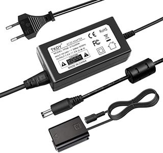 TKDY AC-PW20 Alimentatore adattatore CA NP-FW50 Kit accoppiatore CC batteria fittizia per fotocamere Sony Alpha A6400 A6100 A6000 A6300 ZV-E10 A5100 A7 A7II A7RII A7SII A7S RX10 II III IV NEX