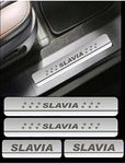 DIAMOND AUTO Slavia Sill Plate/Door Foot Step in Stainless Steel. (Set of 4 Pcs)