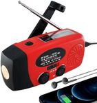 5000mAh Weather Emergency Radio, Solar AM/FM/NOAA/WB Hand Crank Radio, Dynamo LED Flashlight Power Bank with SOS, Earphone Jack, Cell Phone Charger (Red)