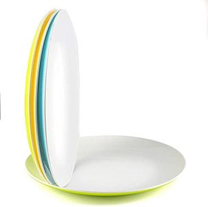 YRR 4 Set Large Plastic Dinner Plates Dishes