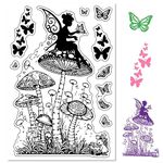 CRASPIRE Fairy Clear Rubber Stamps Mushroom Butterfly Elves Spring Forest Transparent Vintage Silicone Seals Postmark Journaling Card Making DIY Scrapbooking Photo Album Decorative Film Frame