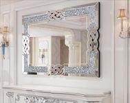 Artloge Crushed Diamond Wall Mirror: 36 x 24 inch Rectangular Glass Silver Vanity with Decorative Glam Bling Crystal Frame Edge, Funcky Home Art Decor for Livingroom Dining Room Bathroom