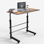 TEKCOOL Multi-Purpose Sofa Side Height-Adjustable Laptop Table with Docking for Tablet, Study Table, Portable, Ideal for Work from Home, DIY Table, Easy to Assemble (Wooden-Black)