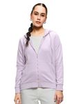 ADBUCKS Women's Solid Cotton Hooded Sweatshirt (in, Alpha, L, Lilac)