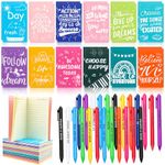 RUIYELE 48Pcs Appreciation Gifts- 24pcs Bulk Inspirational Motivational Quotes Ballpoint Pens with 24Pcs Encouraging Pocket Journal Notebook Memo for Coworker Teacher Volunteer School Office Employee