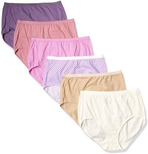 JUST MY SIZE Women's Plus Size Cool Comfort Cotton High Brief 6-Pack, Assorted, 11