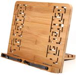 Lawei Book Stand Bamboo Recipe Cookbook Holder with Retro Hollow Elegant Pattern Desk Document Holder - for Book Recipes Ipad Tablet PC Rest Stand