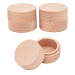 FINGERINSPIRE 3pcs 2x1.6 Inch Mini Round Wooden Box Small Storage Wooden Box Wedding Ring Jewelry Boxes DIY Storage Trinket Bearer Container Case Wood Ring Box for Proposal Wedding Ring Storage