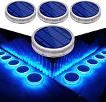 Blue Solar Deck Lights Driveway Dock Lights Solar Powered, Step Warning Lights for Outside Driveway Sidewalk Garden Pathway Yard (4 Pack)