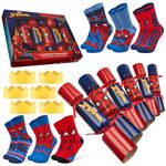 Disney Stitch Christmas Crackers Set of 6 with Socks Inside One Size Crew Socks Minnie Mouse Women Teenagers Kids Gifts (Red Spiderman - Kid)