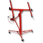 Warmiehomy 16FT Heavy Duty Drywall Lift Plaster board lifter Panel Hoist Jack Tool Lifter With 4" Caster Wheels Rolling Lockable Red