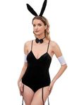 Pratiharye Wool Blend Bunny Costume Rabbit Outfit Naughty Lingerie Set Cosplay Costumes for Women Bunny Bodysuit Roleplay Sexy Roleplay for Women Black-M