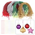 GWHOLE 400Pcs Christmas Ornament Hanging Hook Set 4 Colors Christmas Ornament String Hangers with Snap Fastener for Handmade Ornament