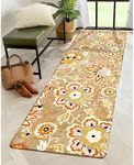 Lahome Floral Runners Rugs for Hallways - 2x6 Washable Non-Slip Kithcen Runner Rug Throw Soft Lightweight Bedroom Rug, Tan Paisley Print Modern Indoor Carpet Runner for Bathroom Laundry Room Entrance