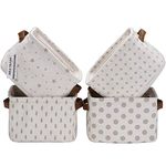 Sea Team Foldable Mini Square New Black and White Theme 100% Natural Linen & Cotton Fabric Storage Bins Storage Baskets Organizers for Shelves & Desks - Set of 4 by Sea Team (Grey 4pcs)