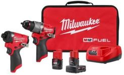 Milwaukee M12 FUEL 12-Volt Lithium-Ion Brushless Cordless Hammer Drill and Impact Driver Combo Kit w/2 Batteries and Bag (2-Tool)