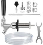 Hilangsan Draft Beer Line Shank Faucet Kit 3” Beer Faucet Shank Self-Closing Beer Tap Faucet Kegerator Parts Wrench 6ft 3/16” Beer Line Tubing Barb Connector Tap Brush Kegerator Conversion kit