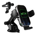 15W Wireless Car Phone Charger Mount, NESTELLE Certified Auto Clamping Grips Fast Charge, Cell Phone Holder Stand pad mounting Vehicle Air Vent, Dashboard, Windshield for iPhone, Samsung