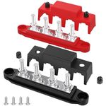 Power Distribution Block,250A 12V Bus Bar 4X5/16 Terminal Block with Cover Max 48V Junction Block Automotive Marine Busbar