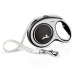 Flexi New Comfort Tape Grey & Black Large 8m Retractable Dog Leash/Lead for Dogs up to 50kgs/110lbs