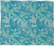 Deny Designs Aimee St Hill Aqua Leaves Fleece Throw Blanket,