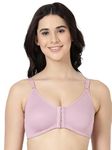 BLOSSOM Women's Seamless, Double Layered Full Coverage Non Wired Non Padded Front Open Bra_Fore Front Bra 38B Eggplant