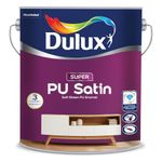 Dulux Super PU Satin White Enamel Paint Solvent Based | Premium Soft-Sheen Finish For wooden, metal, & masonry surfaces| Washable, quick drying, and stain resistance, 3 Yr. Warranty - White - 4 Ltr