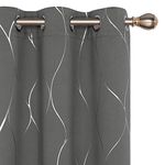 Deconovo Silver Wave Foil Printed Blackout Curtains, Kids Room Darkening Thermal Insulated Curtains 2 Panels, Window Curtains for Children's Room, 42W x 54L Inch, Set of 2 Panels, Light Grey