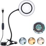 6X Magnifying Glass Lamp with Metal Clamp - Extra Large 4.1 Inch Lens 72 LED Lights 3 Color Modes, Best for Circuit Boards, Repairing, Crafts, Reading, Sewing, Artwork