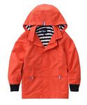Hiheart Boys Girls Waterproof Hooded Jackets Cotton Lined Rain Coat (Orange, 3T)