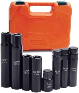 Lug Nut Socket Set, 8PC SAE & Metric Wheel Lock Removal Key Kit for Spline And Spike Lug Nuts, Locking Lug Nut Removal Tool for Aftermarket & Factory Wheels, High Strength CR-V Steel Material