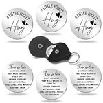 3 Pieces A Little Pocket Hug Tokens Keepsake Those We Love Don't Go Away Sympathy Quotes Stainless Steel Coin Sign Double Sided Silver Tokens with 3 Pieces Black PU Leather Key Chains for Memorial