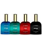 LA' French Perfume For Men 30 Ml X 4 I.E 120Ml | Hitched + Hooked + Hope + Bespoke | Long Lasting | Spicy Citrus & Musky Fragrance Notes | Eau De Parfum For Boyfriend And Husband., Liquid