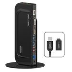 WAVLINK USB 3.0 / USB C Universal Dual Display Docking Station Support HDMI and DVI/VGA/HDMI with 6 USB Ports,Gigabit Ethernet and Audio Jack for Windows and Mac