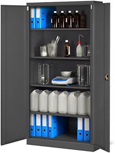 Jan Nowak Armoire de Bureau Métallique 4 étagères tôle d'acier revêtement en Poudre 195 cm x 90 cm x 40 cm (Anthracite)