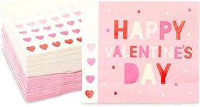 Sparkle and Bash 100 Pack Pink and Heart Themed Paper Napkins for Valentine Party Supplies (5x5 In)