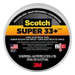 3M Scotch Super 33+ Vinyl Electrical Tape, .75-Inch x 66-Foot, Pack of 10 Rolls, Insulates and Protects Against Abrasion and Moisture, Protective Jacketing up to 600V Splice Insulation (6132-BA-10)