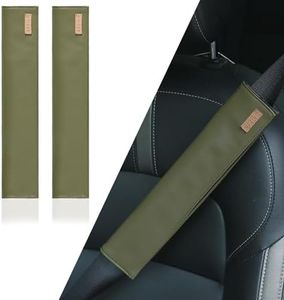 URIZZD 2 PCS Car Seatbelt Covers for Adults, Leather Seat Belt Cushion Shoulder Pad for Women, Car Accessories Protector for More Comfortable Driving (05-Green)