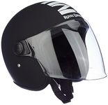 Royal Enfield Open Face MLG Riding Helmet with Clear Visor Matt Black & White, Size: M (58Cm) Impact Protection, Excellent Scratch Resistance, Anti-Microbial Fabric