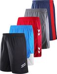 Liberty Imports 5 Pack Big Boys Youth Athletic Mesh Basketball Shorts with Pockets Quick Dry Activewear, Black/Sky Blue/Red/Gray/Navy, Large