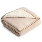 LE SURE Waterproof Dog Blanket Washable - 120x100cm Fleece Blanket For Large Dogs and Pets, Pet Throw Protects Bed and Sofa with Soft Plush, Cream
