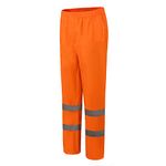 AYKRM Hi Viz 2 Band Reflective Tape Waterproof Rain Hi Vis Safety Over Trouser Work Elasticated Waistband Bottoms Workwear Pants High Visibility Pants Trousers (Orange, 2XL)